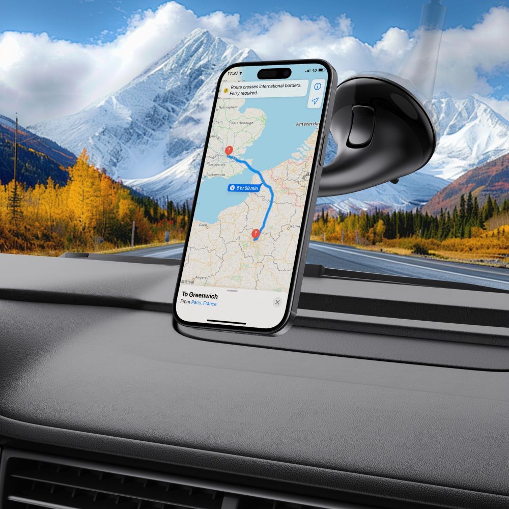 Magnetische Handy-Halterung für Lüftungsgitter / Cockpit / Windschutzscheiben, Tech-Protect N56, mit MagSafe, Schwarz