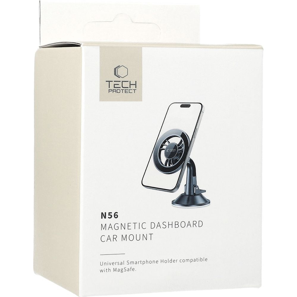 Magnetische Handy-Halterung für Cockpit / Windschutzscheiben, Tech-Protect N56 Magnetic Dashboard Car Mount, mit MagSafe, Schwarz