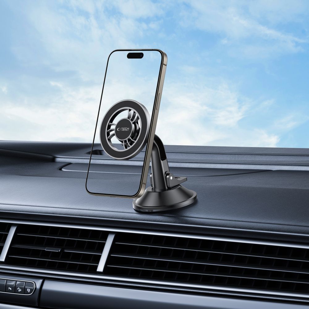 Magnetische Handy-Halterung für Cockpit / Windschutzscheiben, Tech-Protect N56 Magnetic Dashboard Car Mount, mit MagSafe, Schwarz