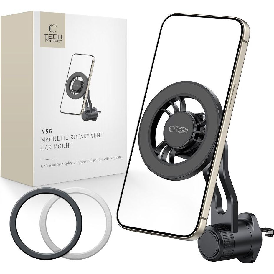 Magnetische Handy-Halterung für Lüftungsgitter, Tech-Protect N56, mit MagSafe, Schwarz