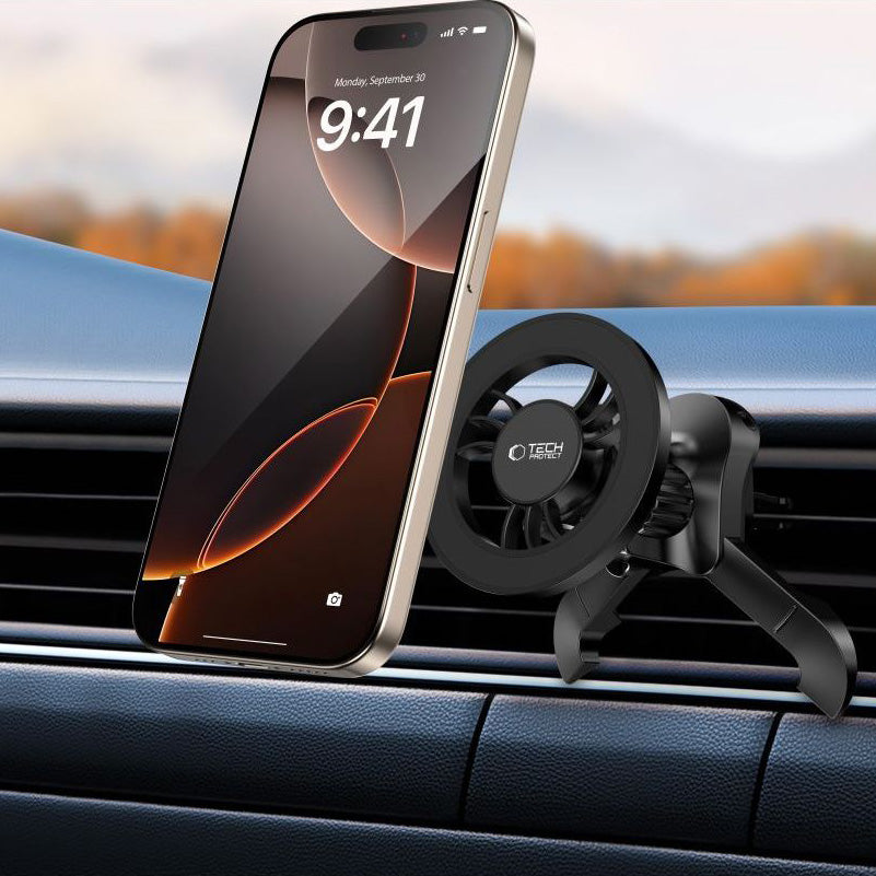 Magnetische Handy-Halterung für Lüftungsgitter, Tech-Protect N56 Magnetic Stable Vent Car Mount, mit MagSafe, Schwarz