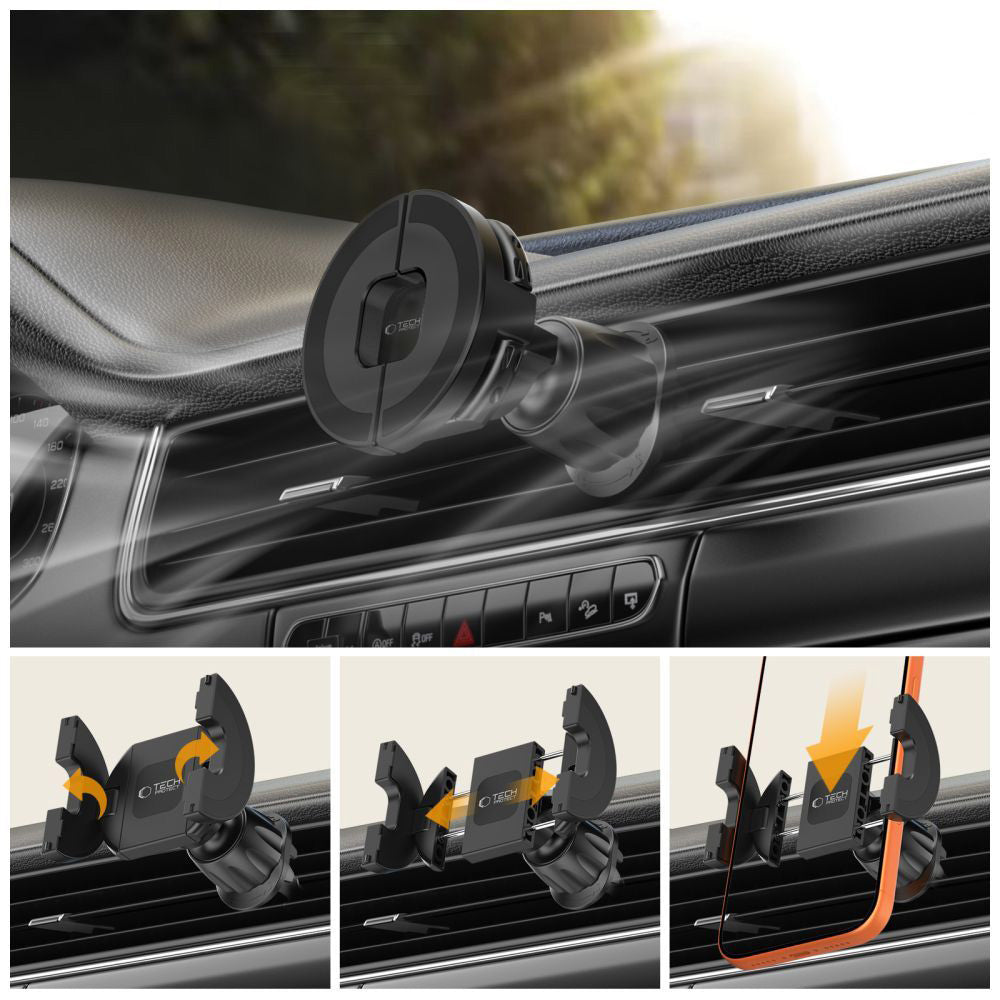 Auto Handyhalterung Tech-Protect N62, universell, Montage an der Windschutzscheibe, Armaturenbrett oder Lüftungsgitter, Schwarz