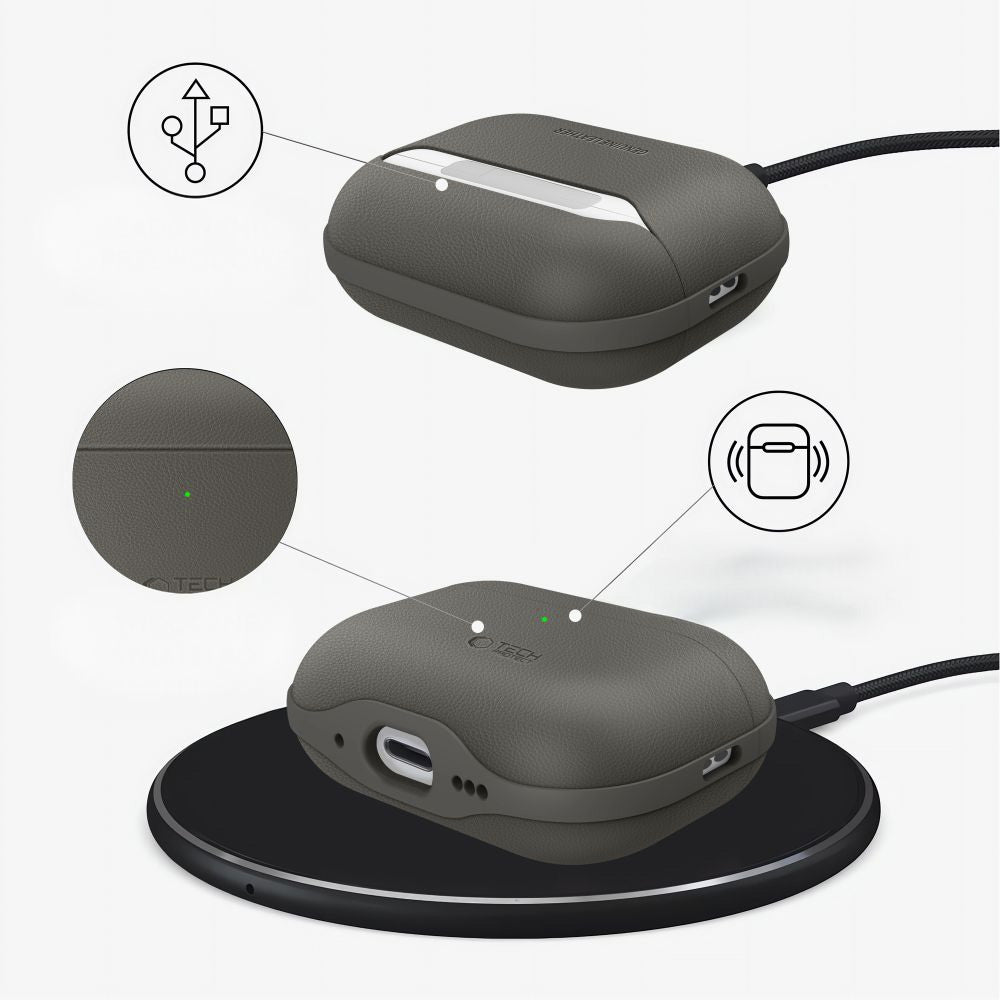 Schutzhülle für AirPods Pro 3, Tech-Protect NaturalFit, Dunkelgrau