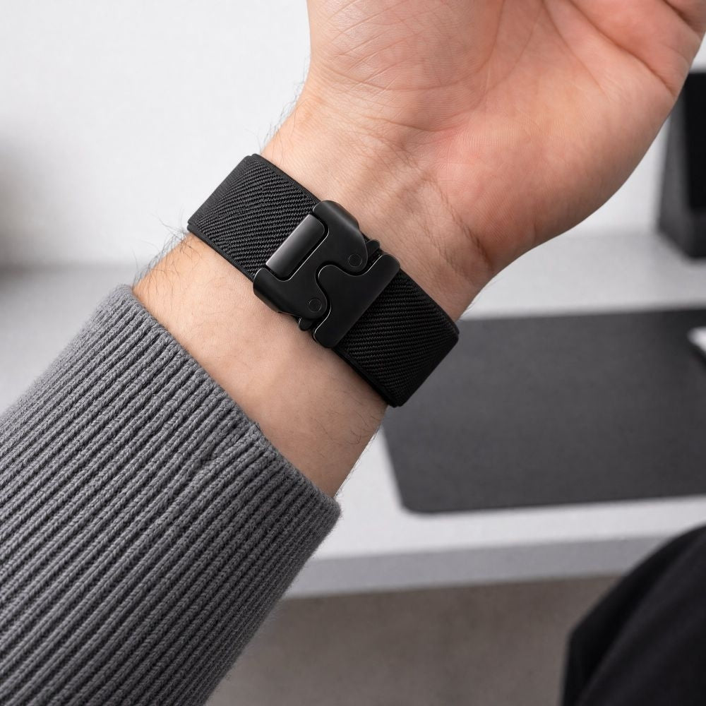 Armband für Galaxy Watch 9 40 mm / 44 mm / 8 40 mm / 44 mm / 8 Classic 46 mm, Tech-Protect Nylon Clasp, Schwarz