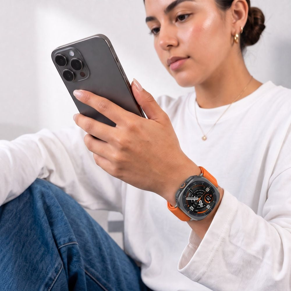 Armband für Galaxy Watch Ultra 2 / Ultra, Tech-Protect Nylon Clasp, Orange