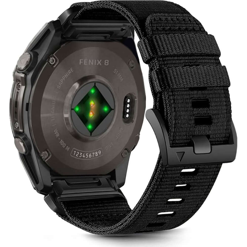 Armband für Garmin Fenix 8 (51 mm) / 7X Pro / 7X / 6X Pro, Tech-Protect Nylon Classic, QuickFit 26 mm, Schwarz