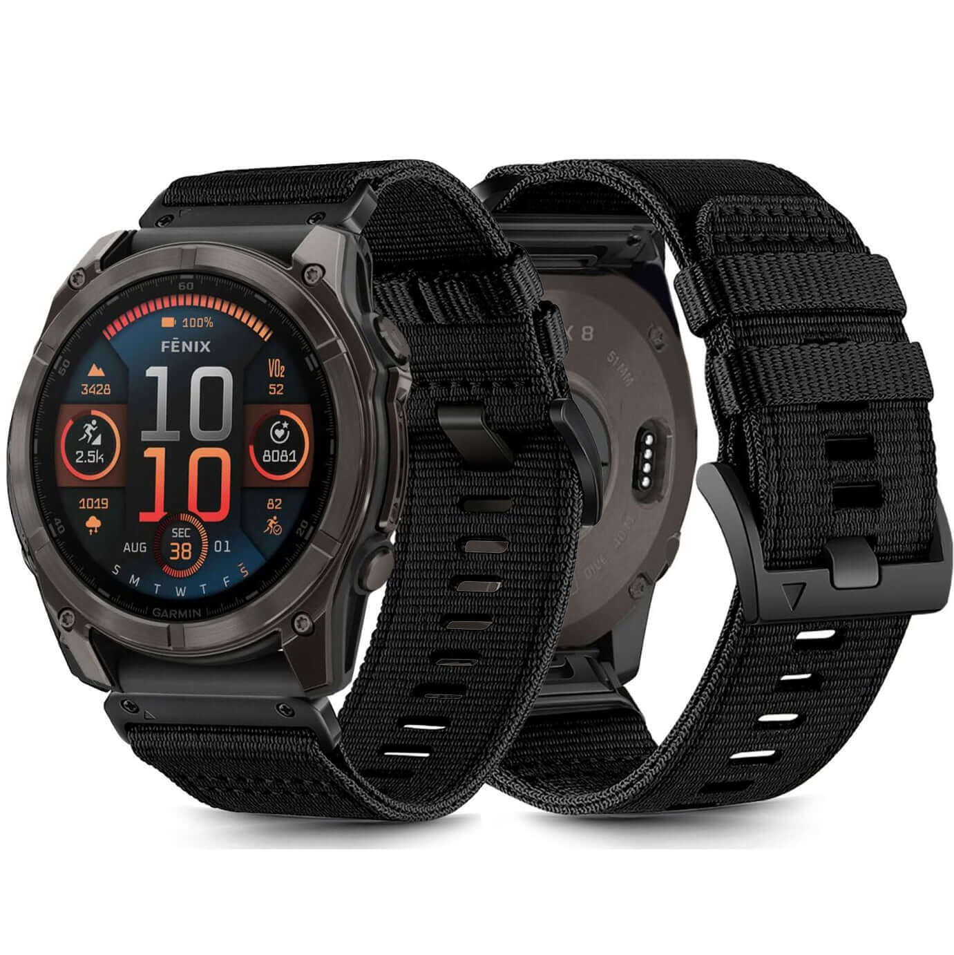 Armband für Garmin Fenix 8 (51 mm) / 7X Pro / 7X / 6X Pro, Tech-Protect Nylon Classic, QuickFit 26 mm, Schwarz