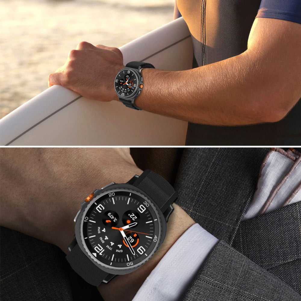 Armband für Galaxy Watch 8 40 mm / 44 mm / 8 Classic 46 mm, Tech-Protect Nylon Pro, Schwarz