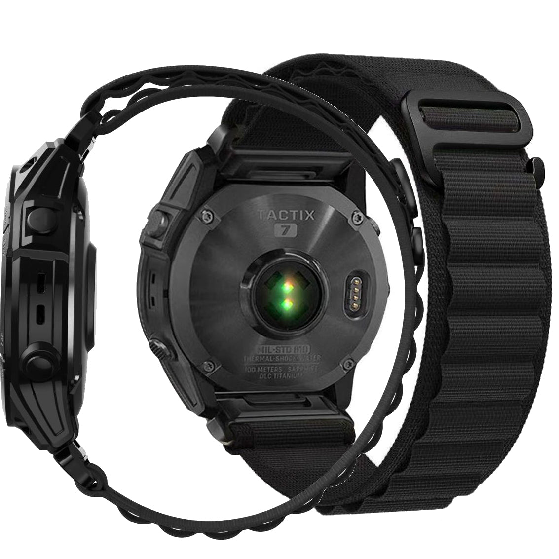 Armband für Garmin Fenix 7X Pro / 7X / 6X Pro / 5X Plus / 5X / 3HR / 3, Tech Protect Nylon Pro, QuickFit 26mm, Schwarz