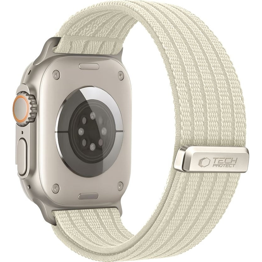 Nylon Armband für Apple Watch 8 / 9 / 10 / 11 / SE / Ultra (44 / 45 / 46 / 49 mm) Tech-Protect, Creme
