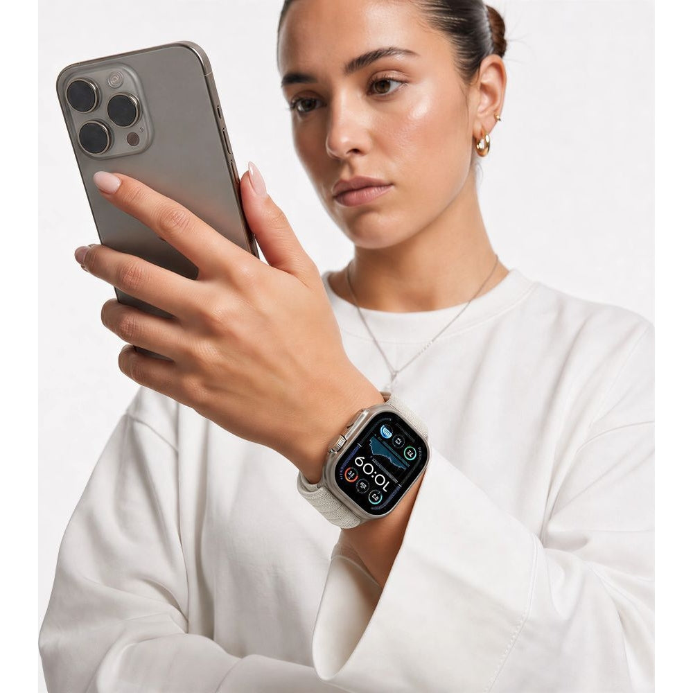 Nylon Armband für Apple Watch 8 / 9 / 10 / 11 / SE / Ultra (44 / 45 / 46 / 49 mm) Tech-Protect, Creme