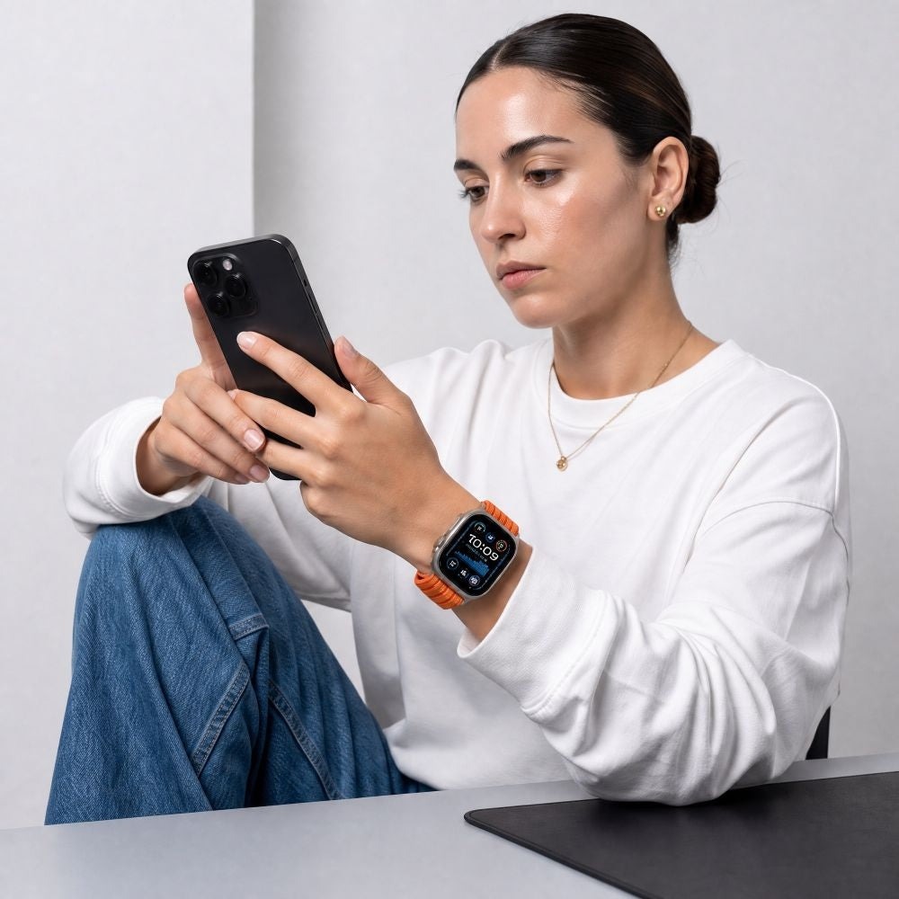 Nylon Armband für Apple Watch 8 / 9 / 10 / 11 / SE / Ultra (44 / 45 / 46 / 49 mm) Tech-Protect, Orange