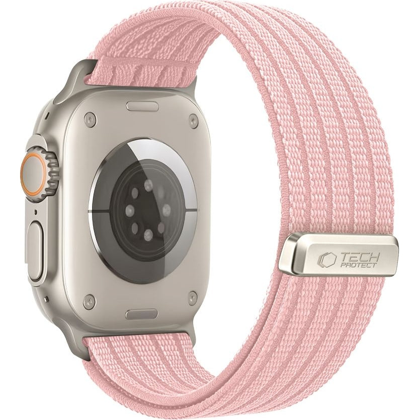 Nylon Armband für Apple Watch 8 / 9 / 10 / 11 / SE / Ultra (44 / 45 / 46 / 49 mm) Tech-Protect, Rosa