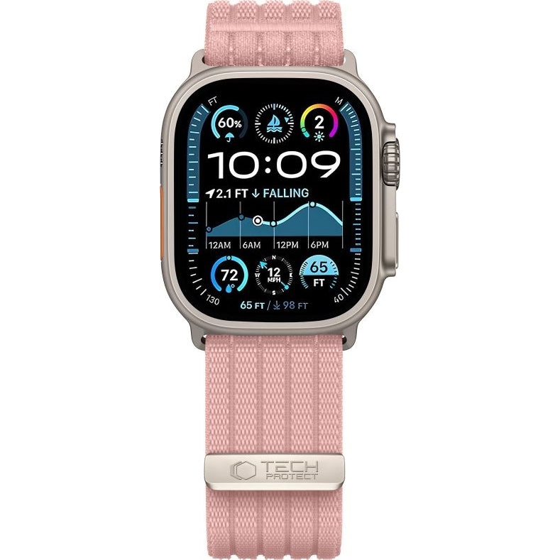 Nylon Armband für Apple Watch 8 / 9 / 10 / 11 / SE / Ultra (44 / 45 / 46 / 49 mm) Tech-Protect, Rosa