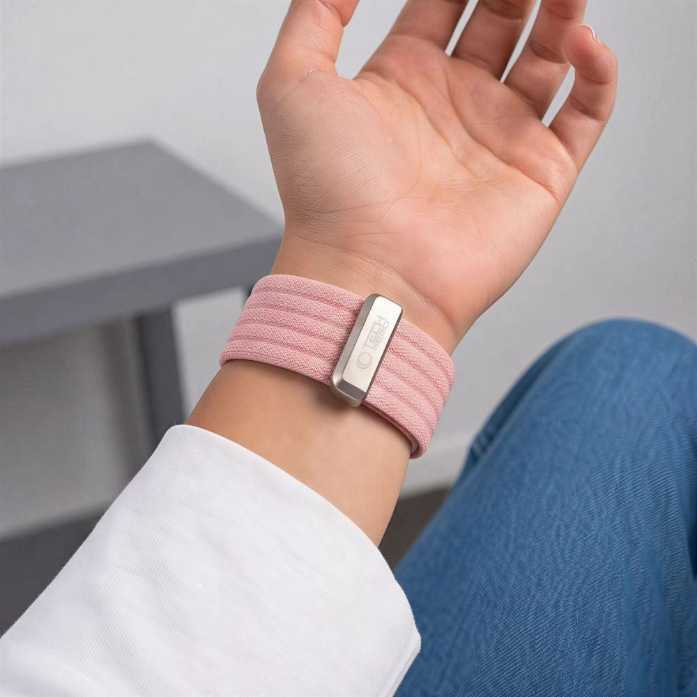 Nylon Armband für Apple Watch 8 / 9 / 10 / 11 / SE / Ultra (44 / 45 / 46 / 49 mm) Tech-Protect, Rosa