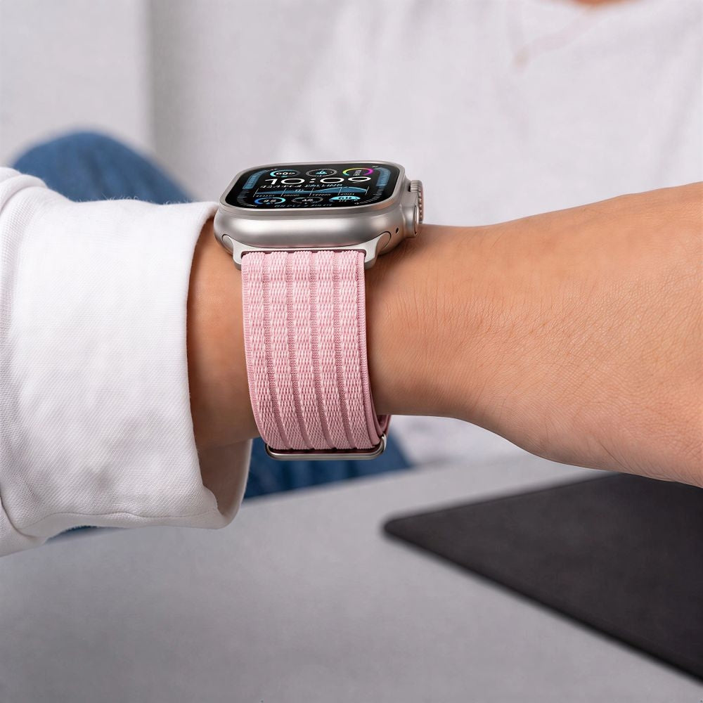 Nylon Armband für Apple Watch 8 / 9 / 10 / 11 / SE / Ultra (44 / 45 / 46 / 49 mm) Tech-Protect, Rosa