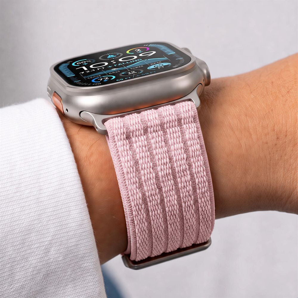 Nylon Armband für Apple Watch 8 / 9 / 10 / 11 / SE / Ultra (44 / 45 / 46 / 49 mm) Tech-Protect, Rosa