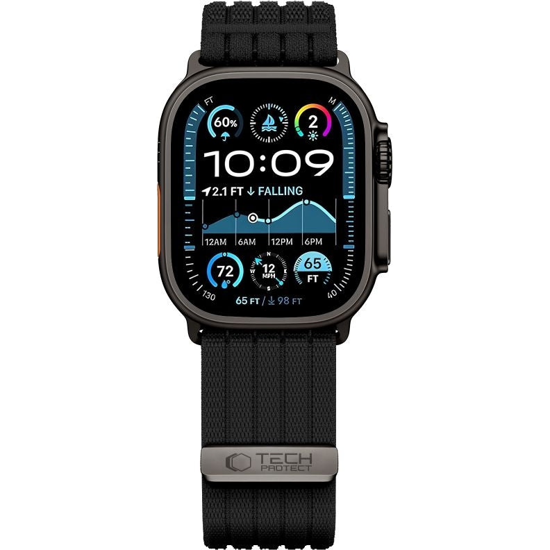 Nylon Armband für Apple Watch 8 / 9 / 10 / 11 / SE / Ultra (44 / 45 / 46 / 49 mm) Tech-Protect,Schwarz