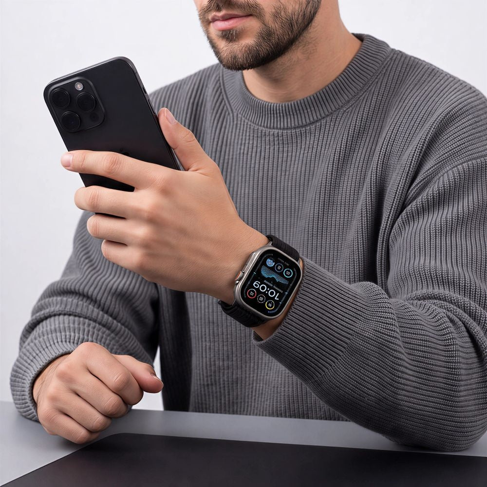 Nylon Armband für Apple Watch 8 / 9 / 10 / 11 / SE / Ultra (44 / 45 / 46 / 49 mm) Tech-Protect,Schwarz