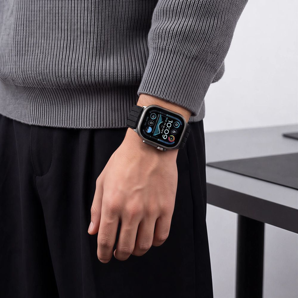 Nylon Armband für Apple Watch 8 / 9 / 10 / 11 / SE / Ultra (44 / 45 / 46 / 49 mm) Tech-Protect,Schwarz