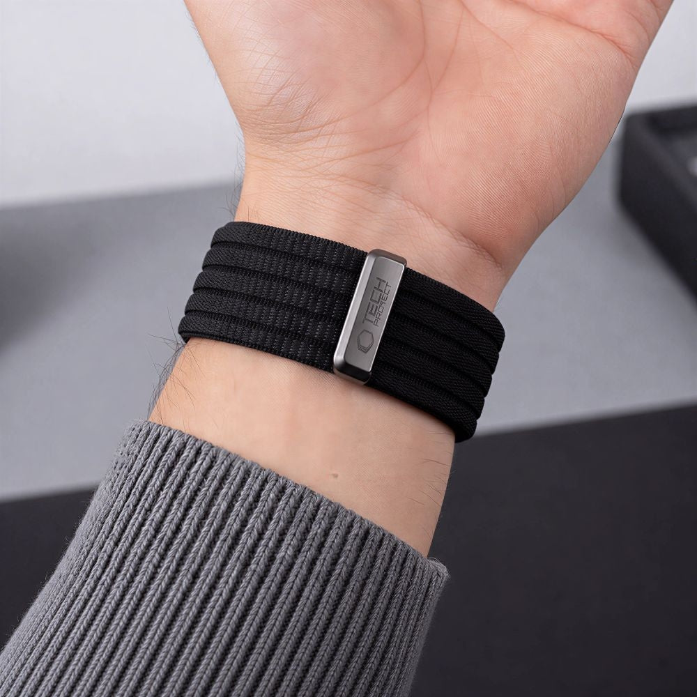 Nylon Armband für Apple Watch 8 / 9 / 10 / 11 / SE / Ultra (44 / 45 / 46 / 49 mm) Tech-Protect,Schwarz
