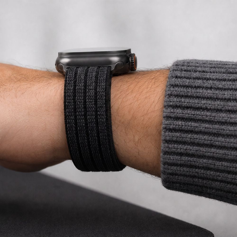 Nylon Armband für Apple Watch 8 / 9 / 10 / 11 / SE / Ultra (44 / 45 / 46 / 49 mm) Tech-Protect,Schwarz