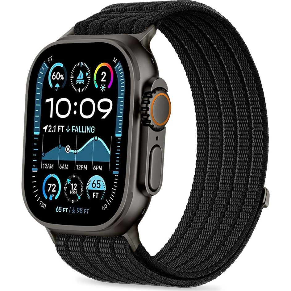 Nylon Armband für Apple Watch 8 / 9 / 10 / 11 / SE / Ultra (44 / 45 / 46 / 49 mm) Tech-Protect,Schwarz