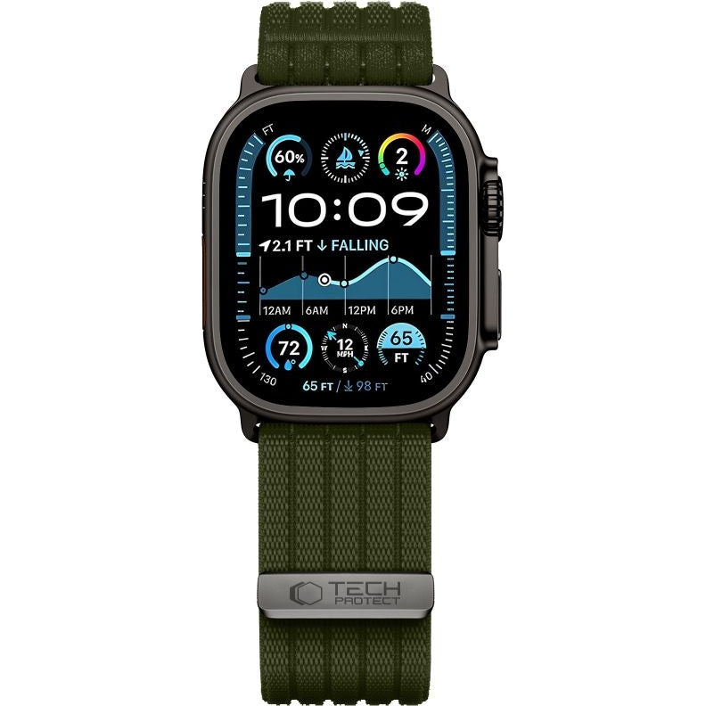 Nylon Armband für Apple Watch 8 / 9 / 10 / 11 / SE / Ultra (44 / 45 / 46 / 49 mm) Tech-Protect, Grün