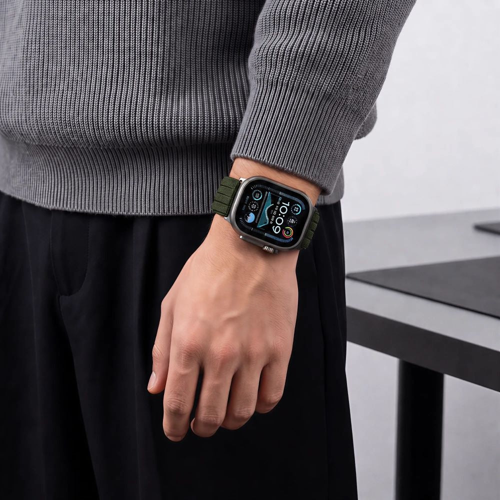 Nylon Armband für Apple Watch 8 / 9 / 10 / 11 / SE / Ultra (44 / 45 / 46 / 49 mm) Tech-Protect, Grün