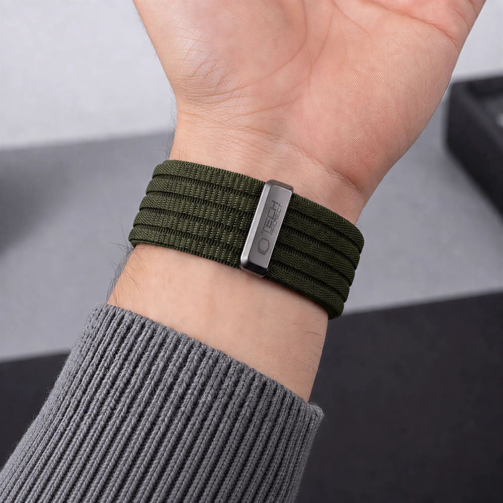 Nylon Armband für Apple Watch 8 / 9 / 10 / 11 / SE / Ultra (44 / 45 / 46 / 49 mm) Tech-Protect, Grün