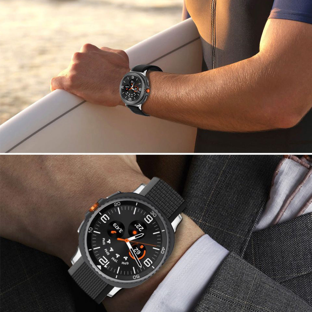 Armband für Galaxy Watch 8 40 mm / 44 mm / 8 Classic 46 mm, Tech-Protect Nylon Stripe, Schwarz-Orange