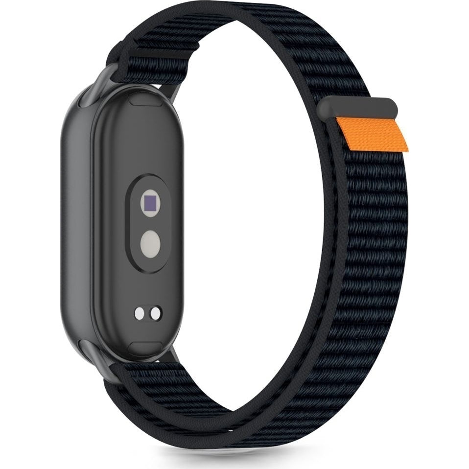 Armband für Xiaomi Smart Band 10 / 9 / 9 NFC / 8, Tech-Protect Nylon Strap, Schwarz/Orange