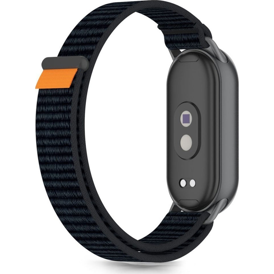 Armband für Xiaomi Smart Band 10 / 9 / 9 NFC / 8, Tech-Protect Nylon Strap, Schwarz/Orange