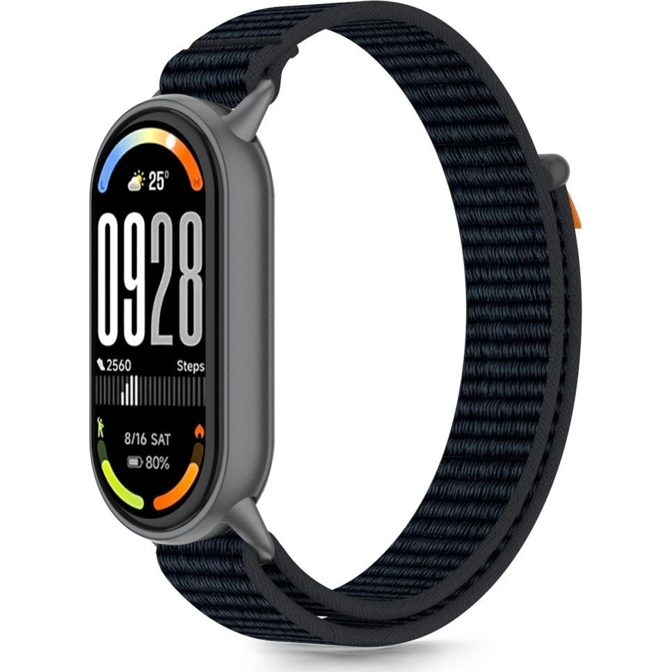 Armband für Xiaomi Smart Band 10 / 9 / 9 NFC / 8, Tech-Protect Nylon Strap, Schwarz/Orange