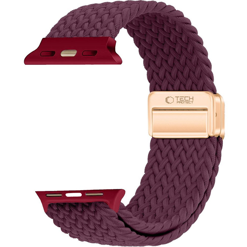 Armband für Apple Watch 38/40/41/42 mm, Tech-Protect Nylonmag, Burgunderrot (3/8)