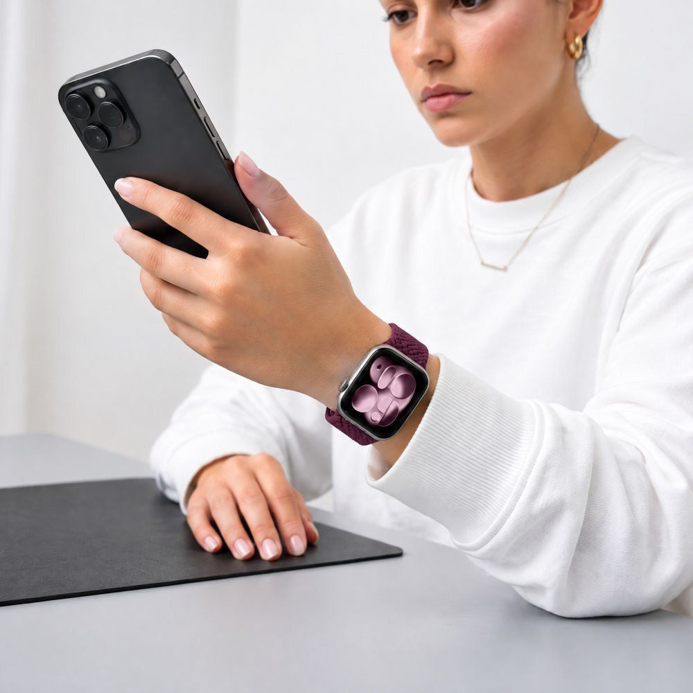 Armband für Apple Watch 38/40/41/42 mm, Tech-Protect Nylonmag, Burgunderrot (4/8)