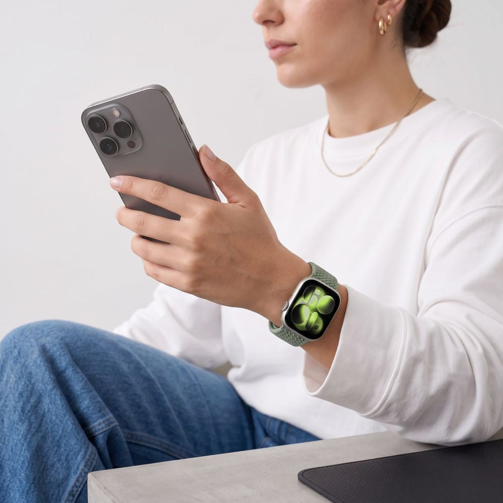 Armband für Apple Watch 44/45/46/49 mm, Tech-Protect Nylonmag, Pistazienfarben (4/8)