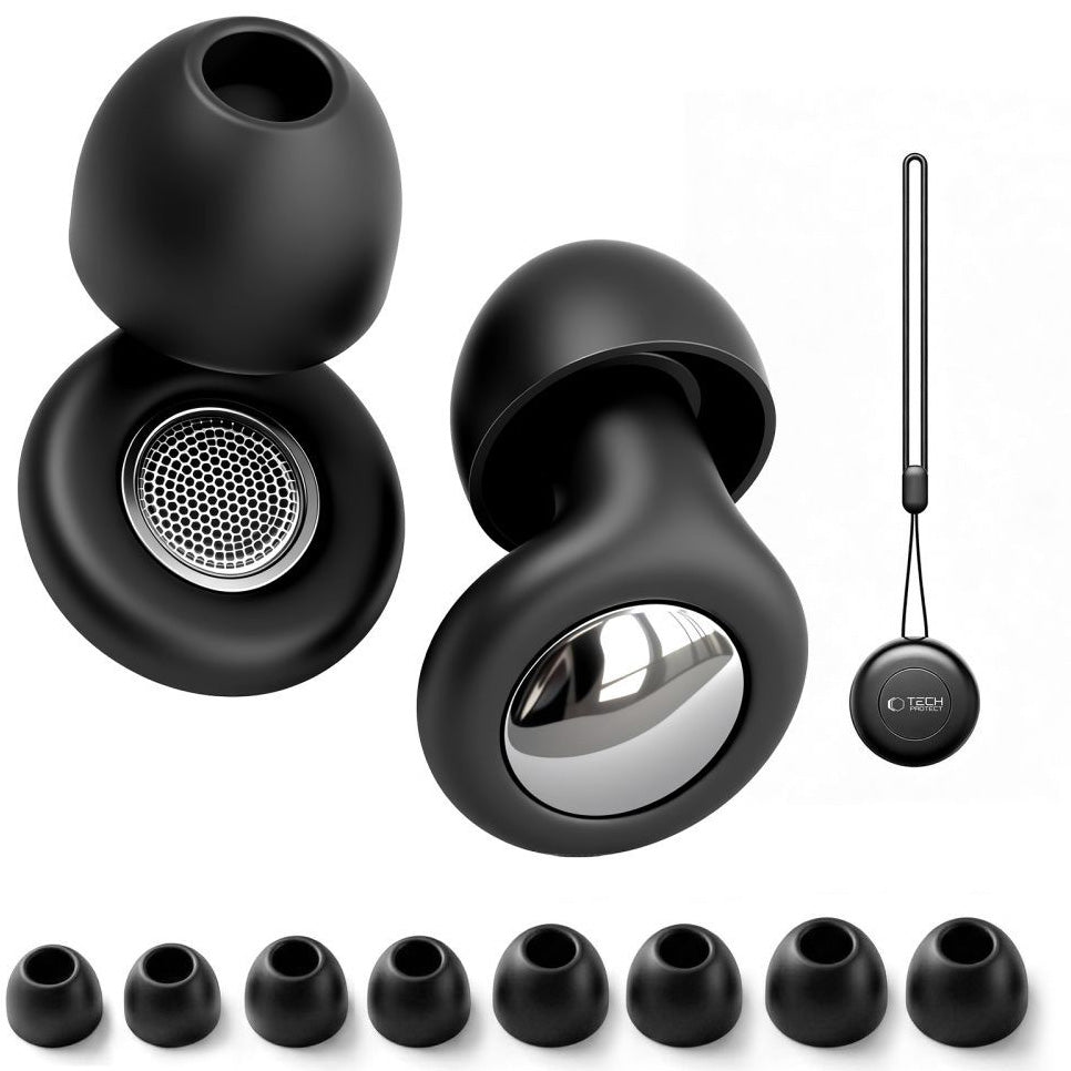 Silikon-Ohrstöpsel Tech-Protect QuietFit, Schwarz