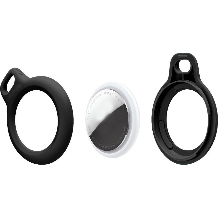 Schutzhülle / Schlüsselanhänger für Apple AirTag, Tech-Protect Rough Chain, 2 Stück, Schwarz