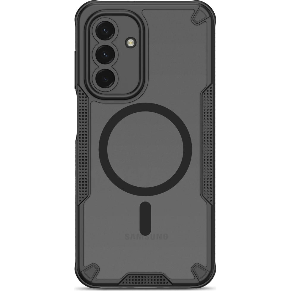 Handyhülle für Galaxy A26 / A18 / A17 5G / 4G, Tech-Protect Rugged Shield MagSafe, mattes Rauchfarben mit schwarzem Rahmen