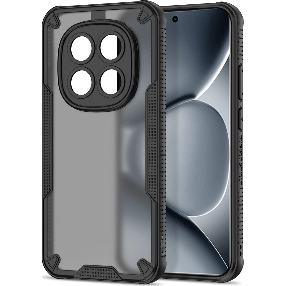 Handyhülle für Xiaomi Redmi Note 15 Pro Plus 5G / POCO M8 Pro 5G, Tech-Protect Rugged Shield, mattes Rauchfarben mit schwarzem Rahmen