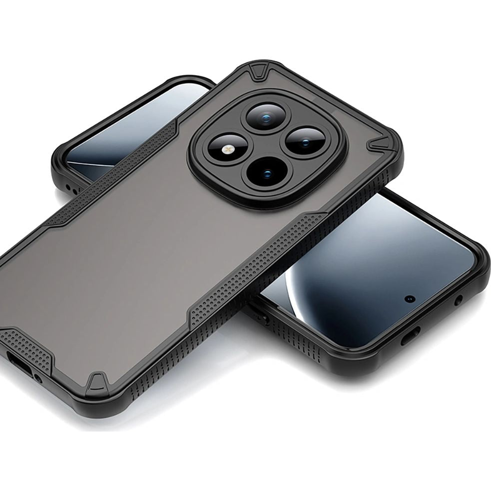 Handyhülle für Xiaomi Redmi Note 15 Pro Plus 5G / POCO M8 Pro 5G, Tech-Protect Rugged Shield, mattes Rauchfarben mit schwarzem Rahmen