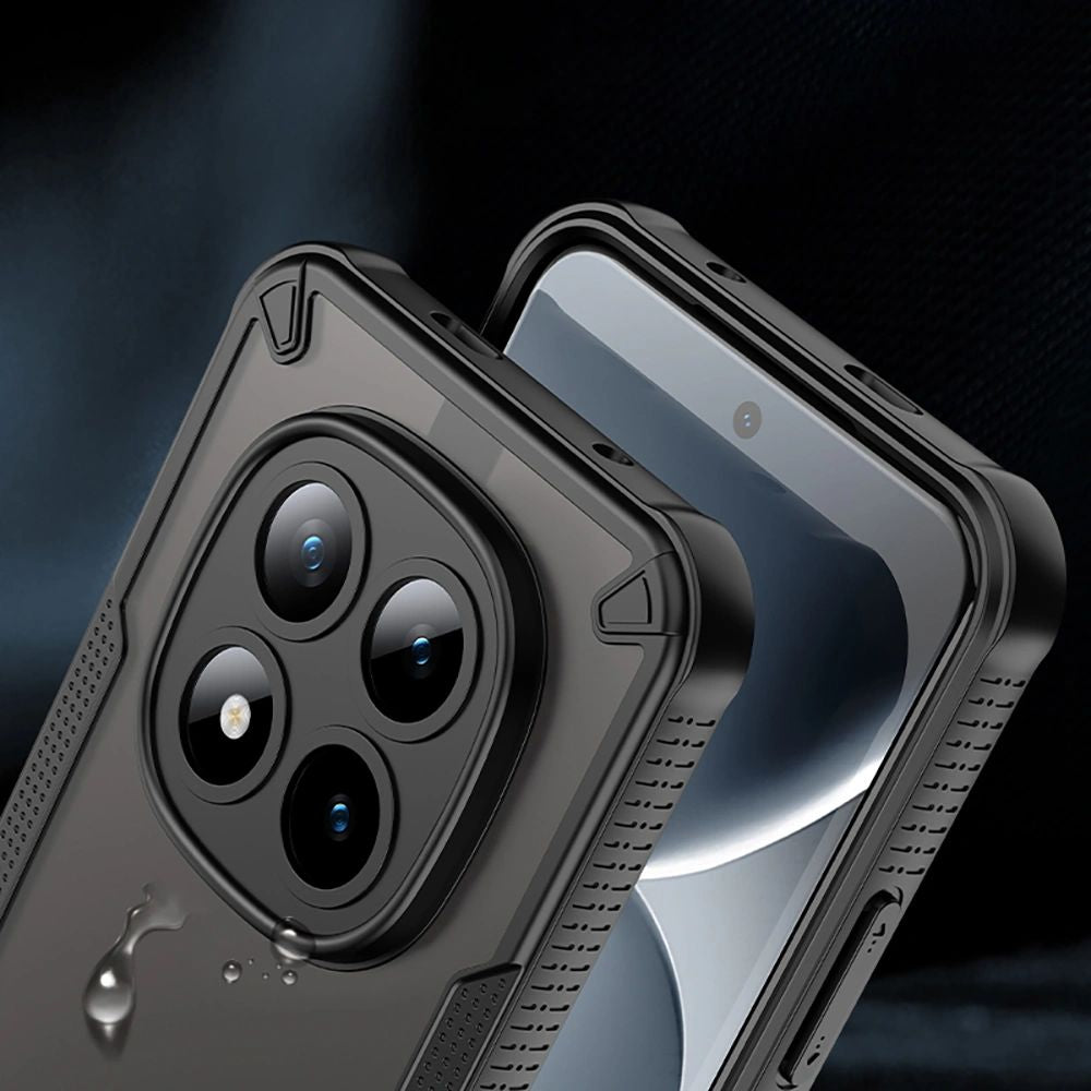 Handyhülle für Xiaomi Redmi Note 15 Pro Plus 5G / POCO M8 Pro 5G, Tech-Protect Rugged Shield, mattes Rauchfarben mit schwarzem Rahmen