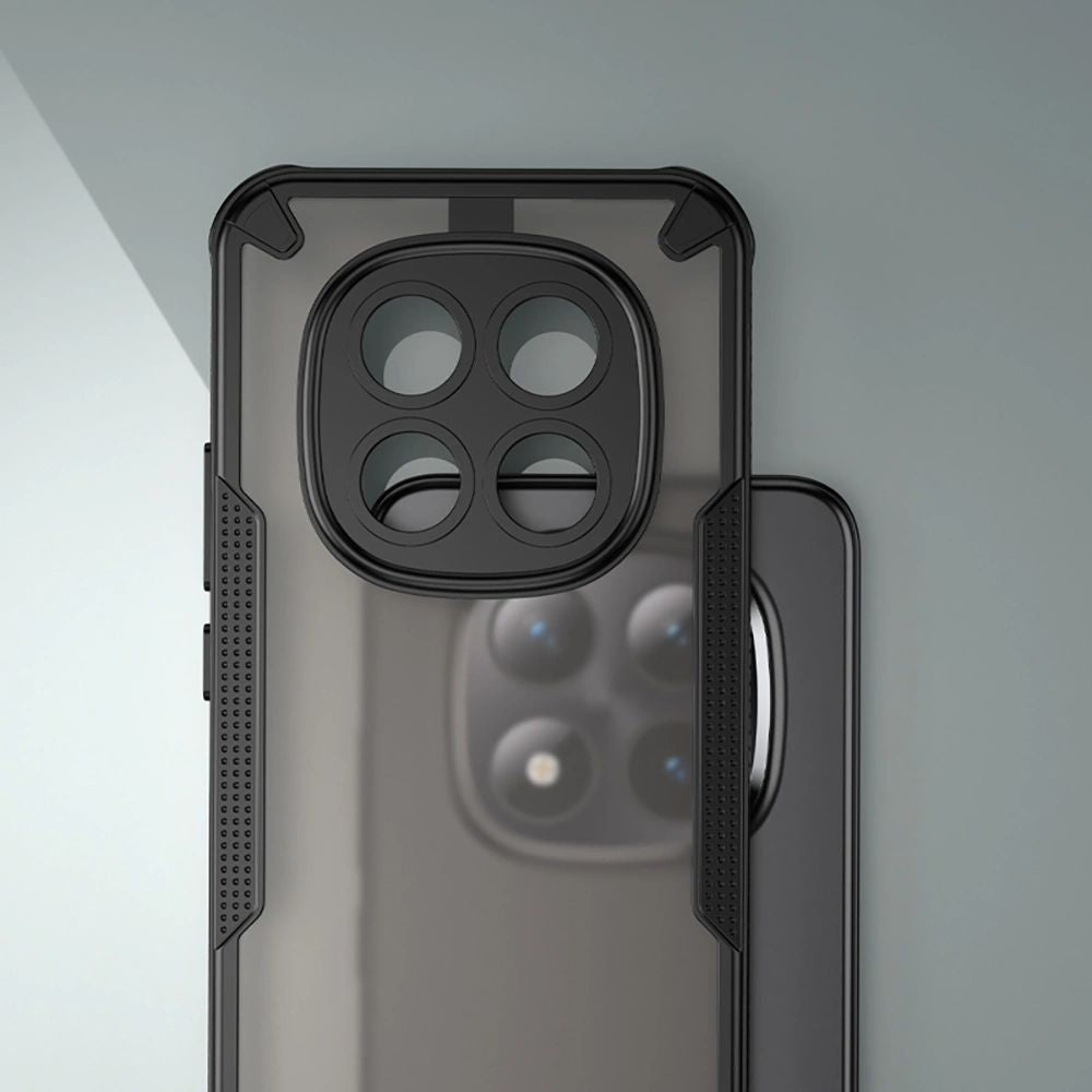 Handyhülle für Xiaomi Redmi Note 15 Pro Plus 5G / POCO M8 Pro 5G, Tech-Protect Rugged Shield, mattes Rauchfarben mit schwarzem Rahmen