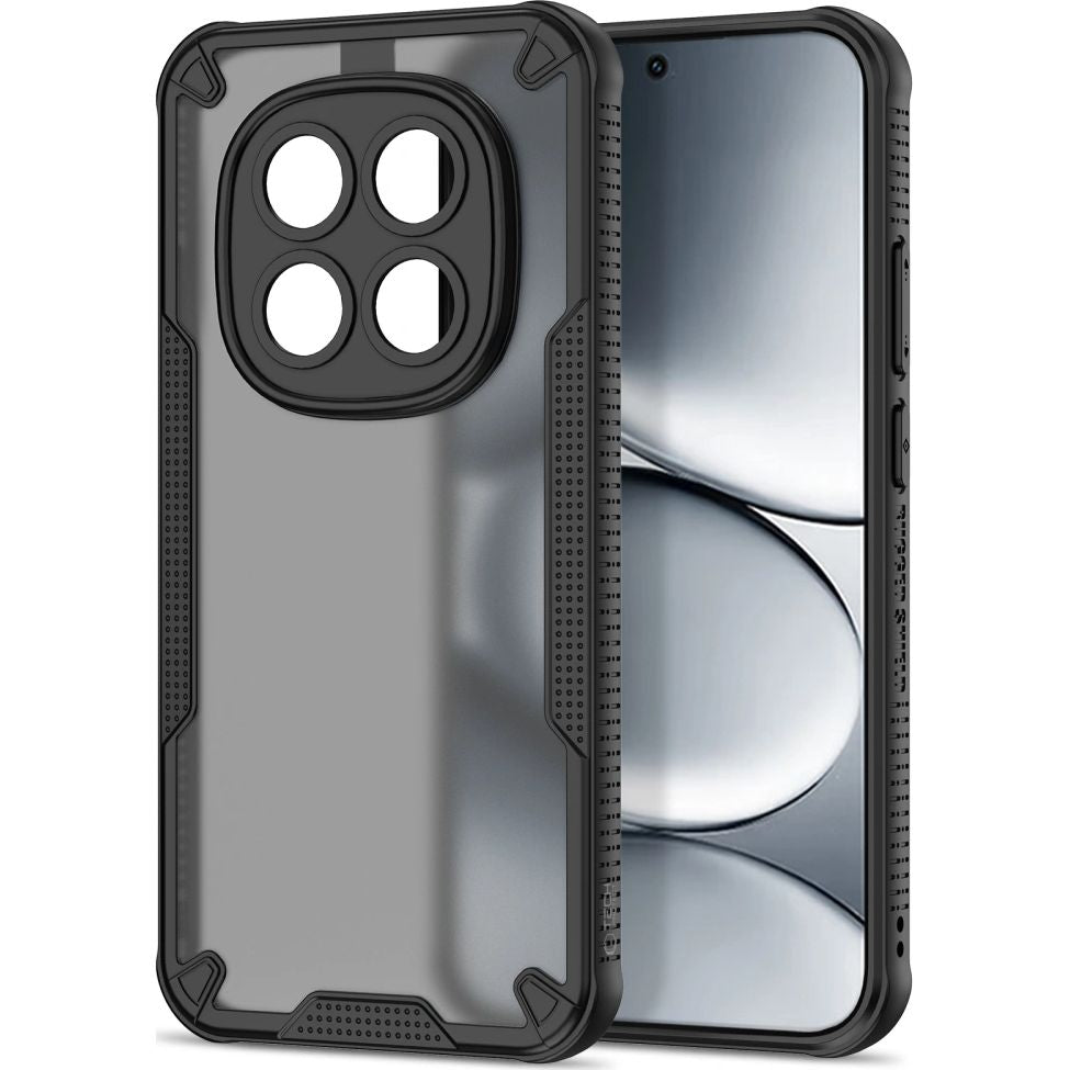 Handyhülle für Xiaomi Redmi Note 15 Pro 5G, Tech-Protect Rugged Shield, mattes Rauchfarben mit schwarzem Rahmen