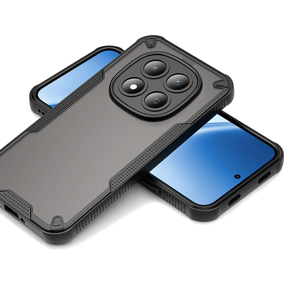 Handyhülle für Xiaomi Redmi Note 15 Pro 5G, Tech-Protect Rugged Shield, mattes Rauchfarben mit schwarzem Rahmen