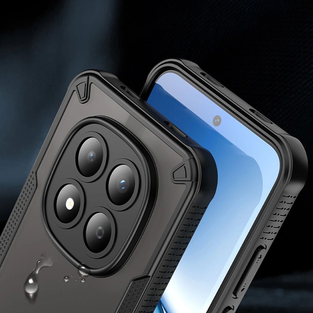 Handyhülle für Xiaomi Redmi Note 15 Pro 5G, Tech-Protect Rugged Shield, mattes Rauchfarben mit schwarzem Rahmen