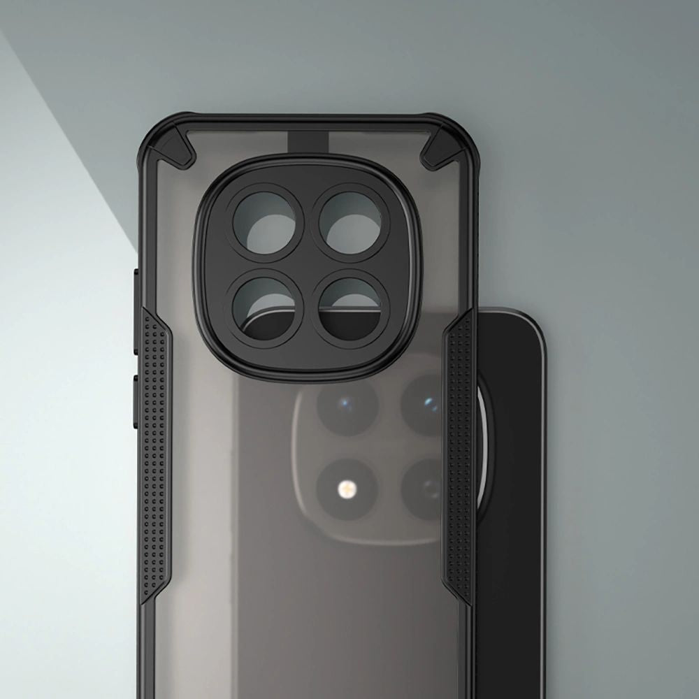 Handyhülle für Xiaomi Redmi Note 15 Pro 5G, Tech-Protect Rugged Shield, mattes Rauchfarben mit schwarzem Rahmen