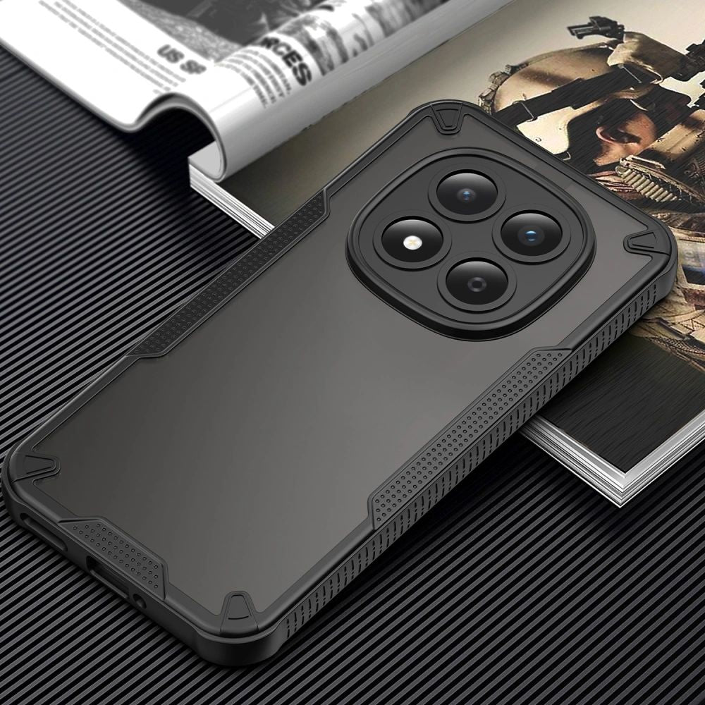 Handyhülle für Xiaomi Redmi Note 15 Pro 5G, Tech-Protect Rugged Shield, mattes Rauchfarben mit schwarzem Rahmen