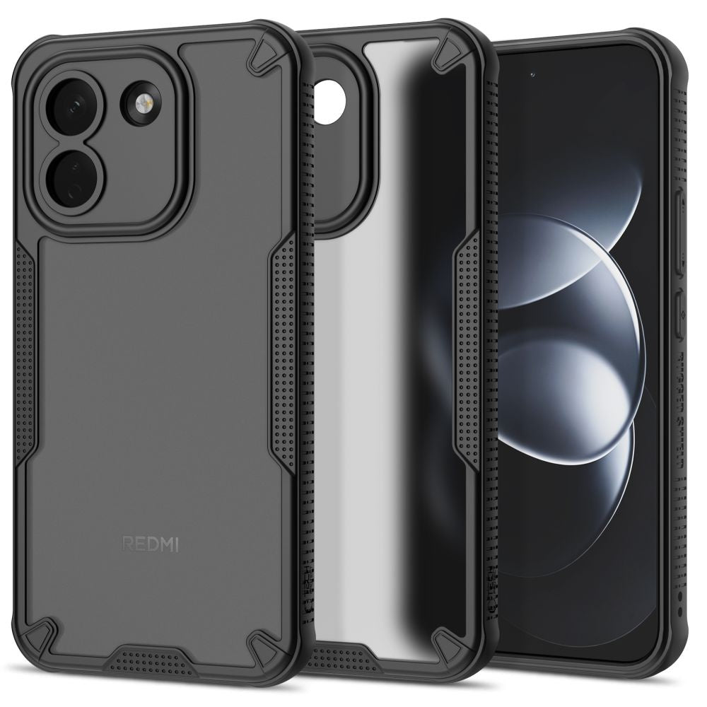 Handyhülle für Xiaomi Redmi Note 17 Pro Max 5G, Tech-Protect Rugged Shield, mattes Rauchfarben mit schwarzem Rahmen (1/7)